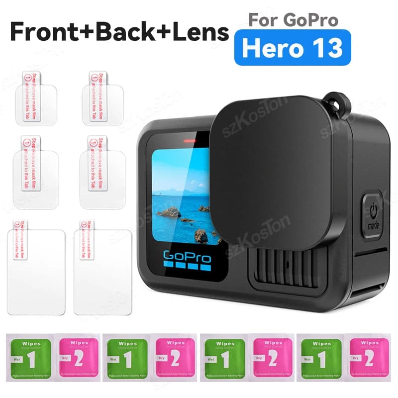 9H hardness glass for GoPro Hero 13 Screen + lens protection HD transparent tempered glass scratch film for Go Pro accessories