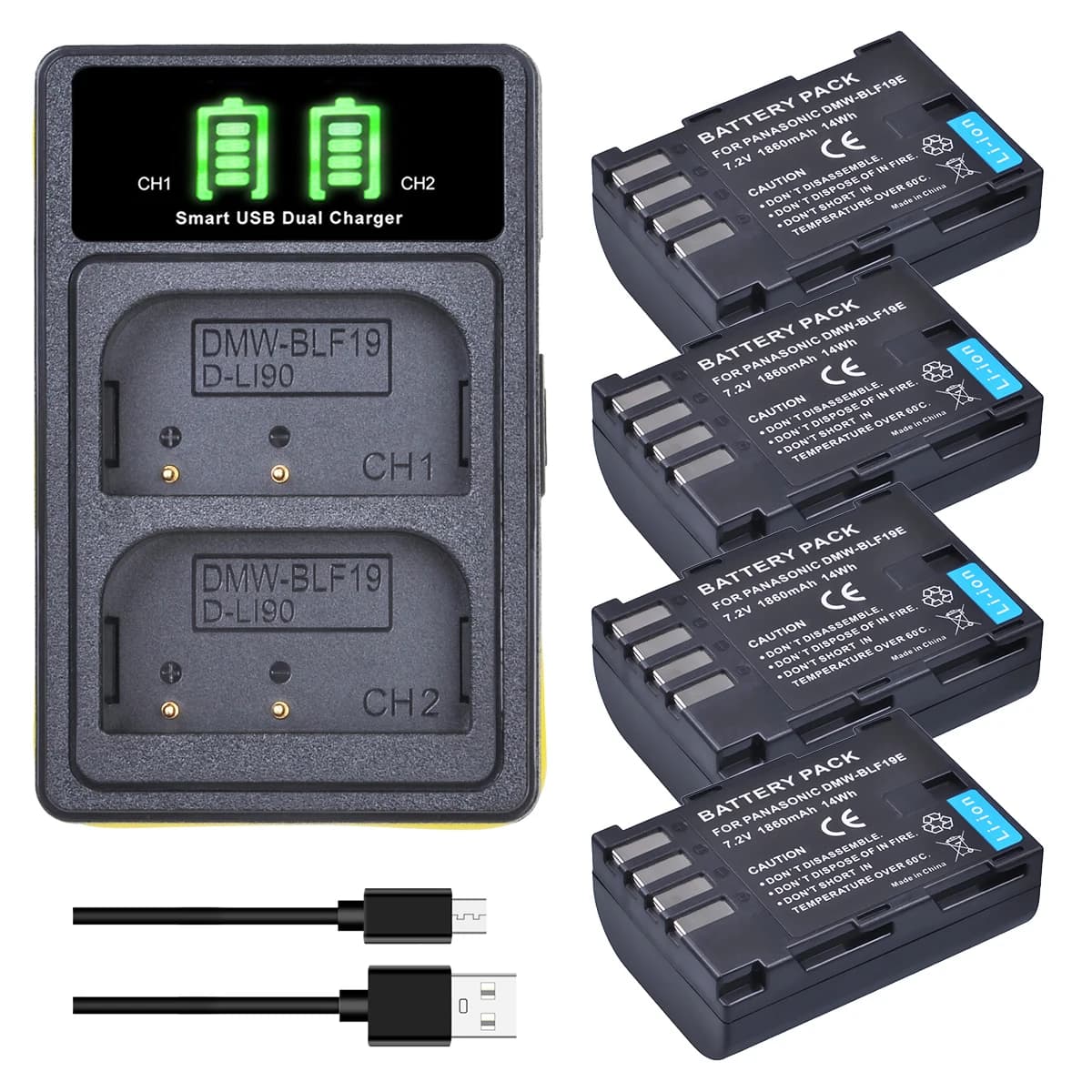 DMW-BLF19 DMW-BLF19e DMW-BLF19PP Battery/Double Charger for Panasonic Lumix DC-G9 DC-GH5 DMC-GH3K DMC-GH4 DMC-GH4K Camera