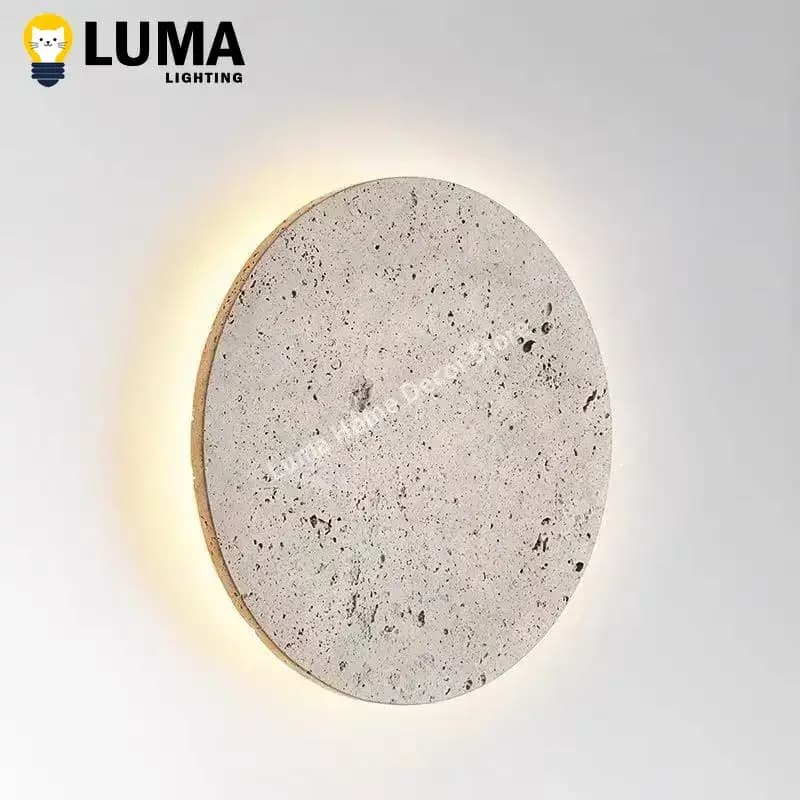 Wall lamp Wabi-Sabi black travertine, natural stone LED wall lamp for bedside table, hallway, home staircase Deocr