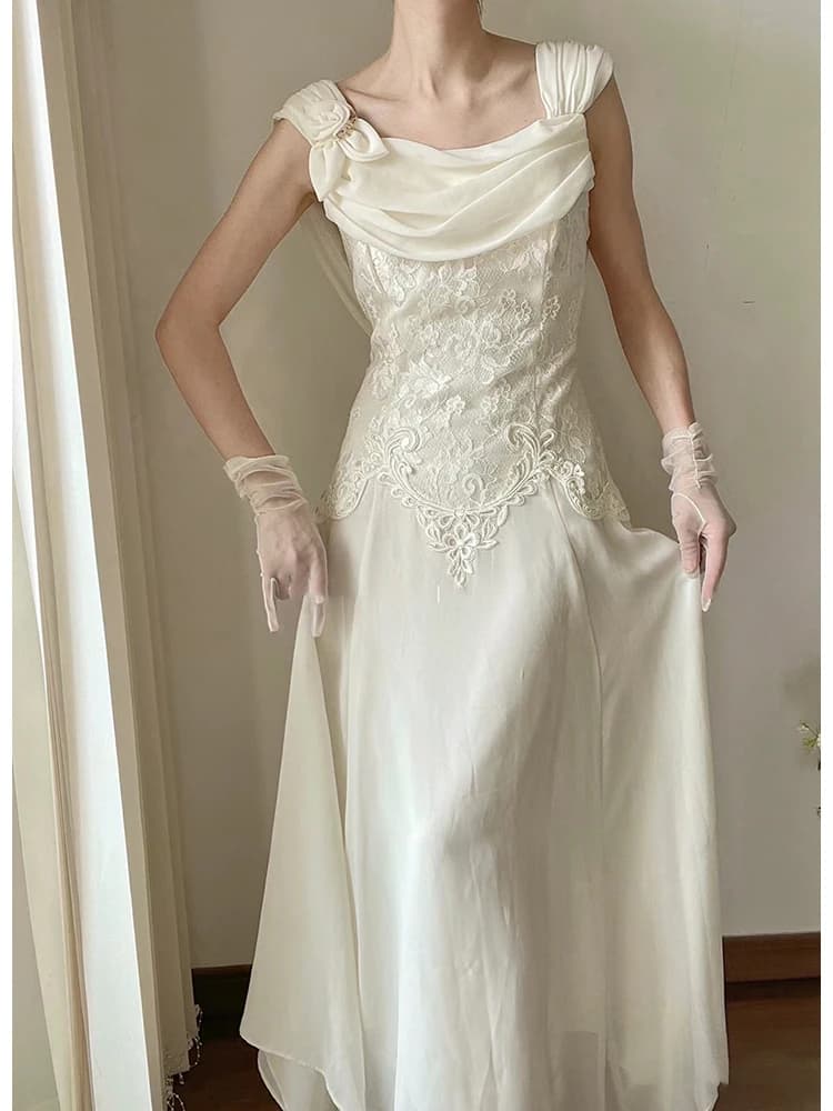 Elegant Light Wedding Dress Lace Slim Fit Bridal Gown for Outdoor Greeting Zipper Closure A-Line Skirt Long Dress