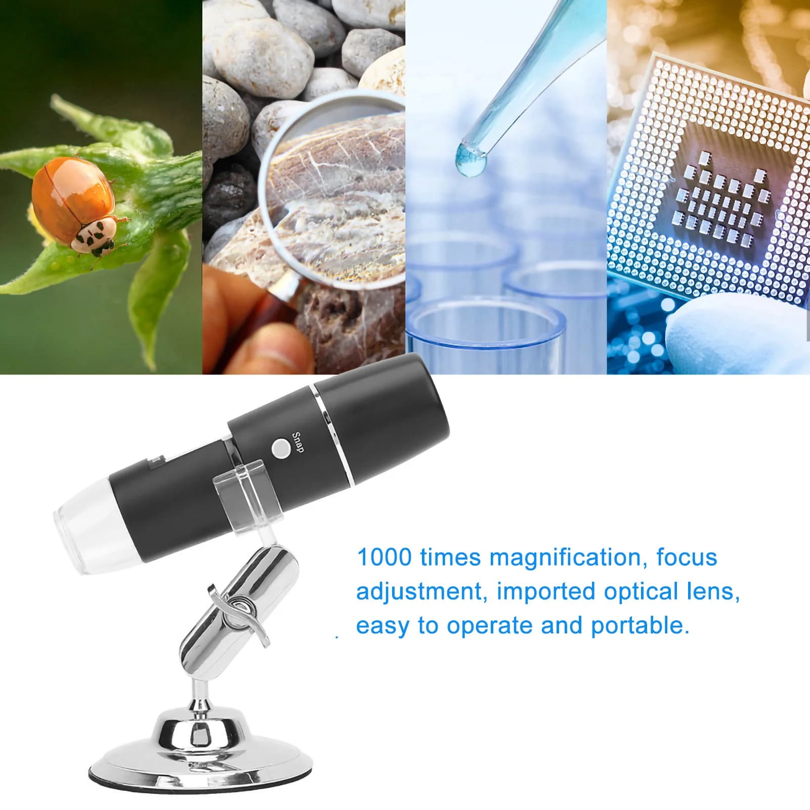 Nuovo Microscopio Digitale Portatile WIFI 1000x W05A, Microscopio Industriale con Fotocamera