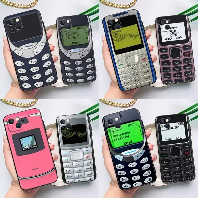 Retro Mobile Phone Case For iPhone 17 Air 16E 16 15 14 11 Pro Max Plus 13 12 Mini 8 7 Xs XR Soft TPU Protective Cover