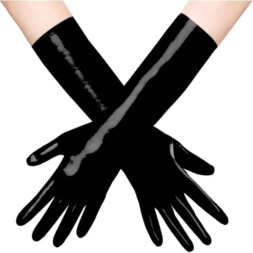 Eleganti guanti neri in lattice per costumi ed eventi cosplay