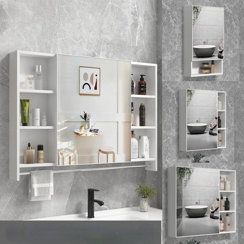 Armadietto dei medicinali con specchio da bagno a LED con defogger, dimmer, portasciugamani, armadietto dei medicinali da parete Coiffeuse Make Up Specchio cosmetico