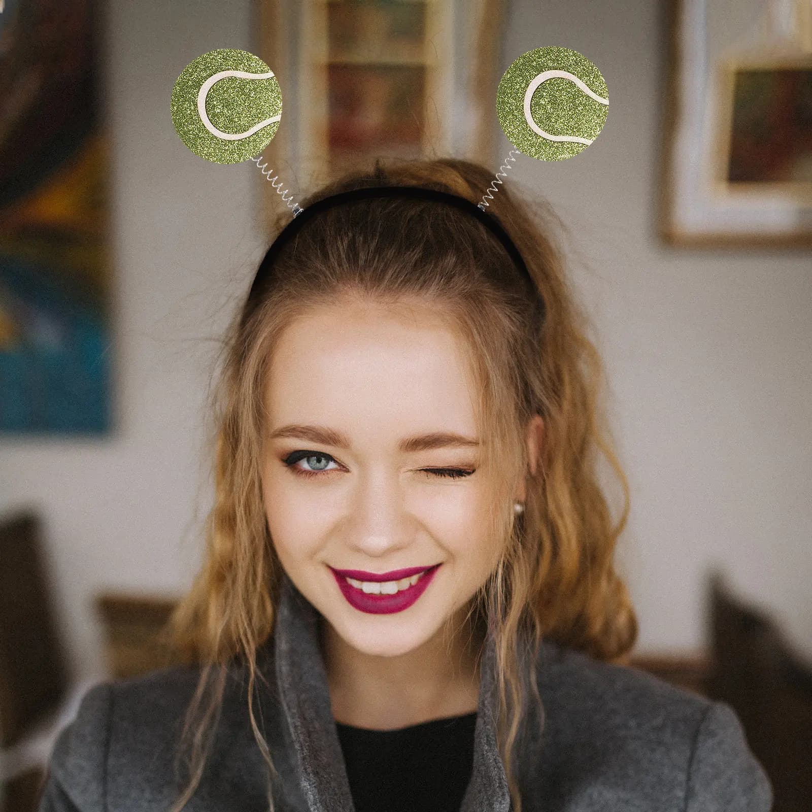 Tennis Headband Spring Ball Hair Hoop Party Festival Birthday Sports Event Cheer Athletic Decoration Spring Ball Headband