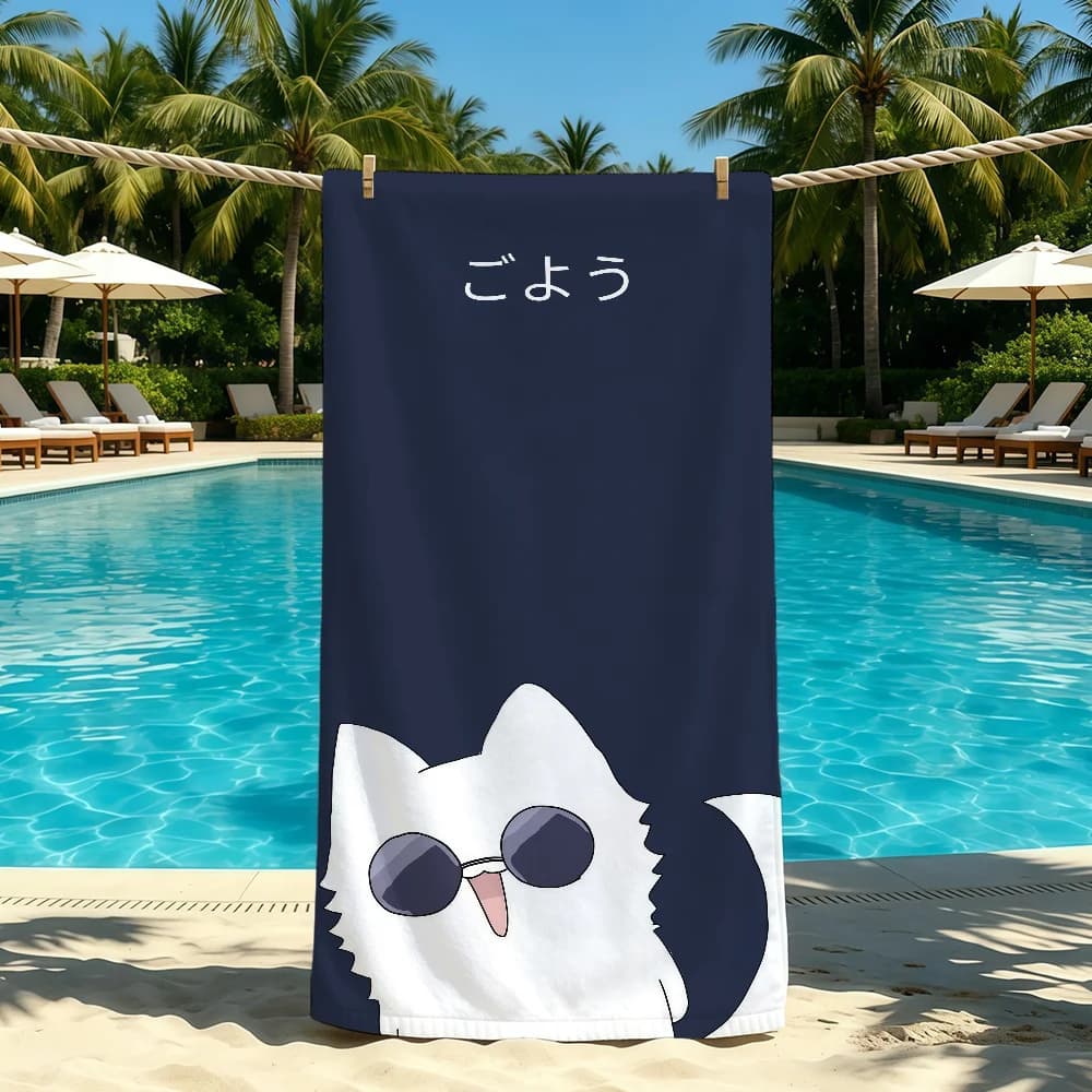 Navy Cartoon Gojo Satoru Cat Blanket 3D Printed Manga Style Household Leisure Cozy Warm Flannel Sofa Bed Cover Throw Blanket