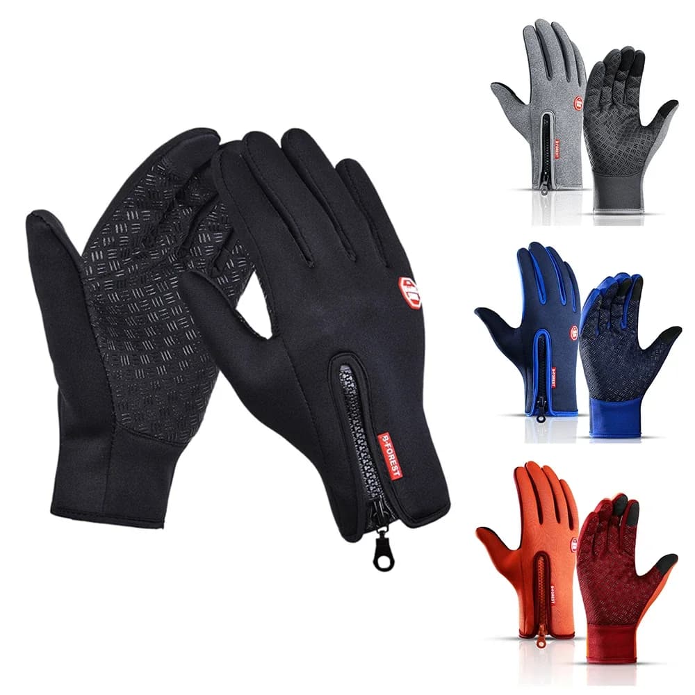 Outdoor Cycling Waterproof Men's Fishing Gloves Sport Touchscreen Women's Sports Anti-slip Ski Gloves Black Lady