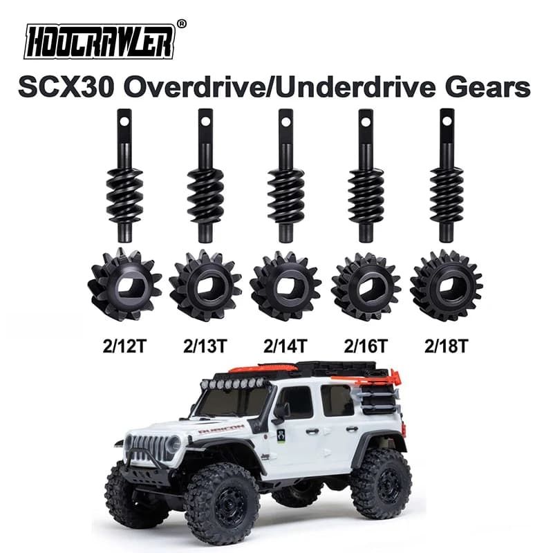 Ingranaggi in Acciaio per Assale 1/30 SCX30, Differenziale a Vite Senza Fine Overdrive/Underdrive 12T 13T 14T 16T 18T per Auto RC Crawler 1/30 Axial SCX30