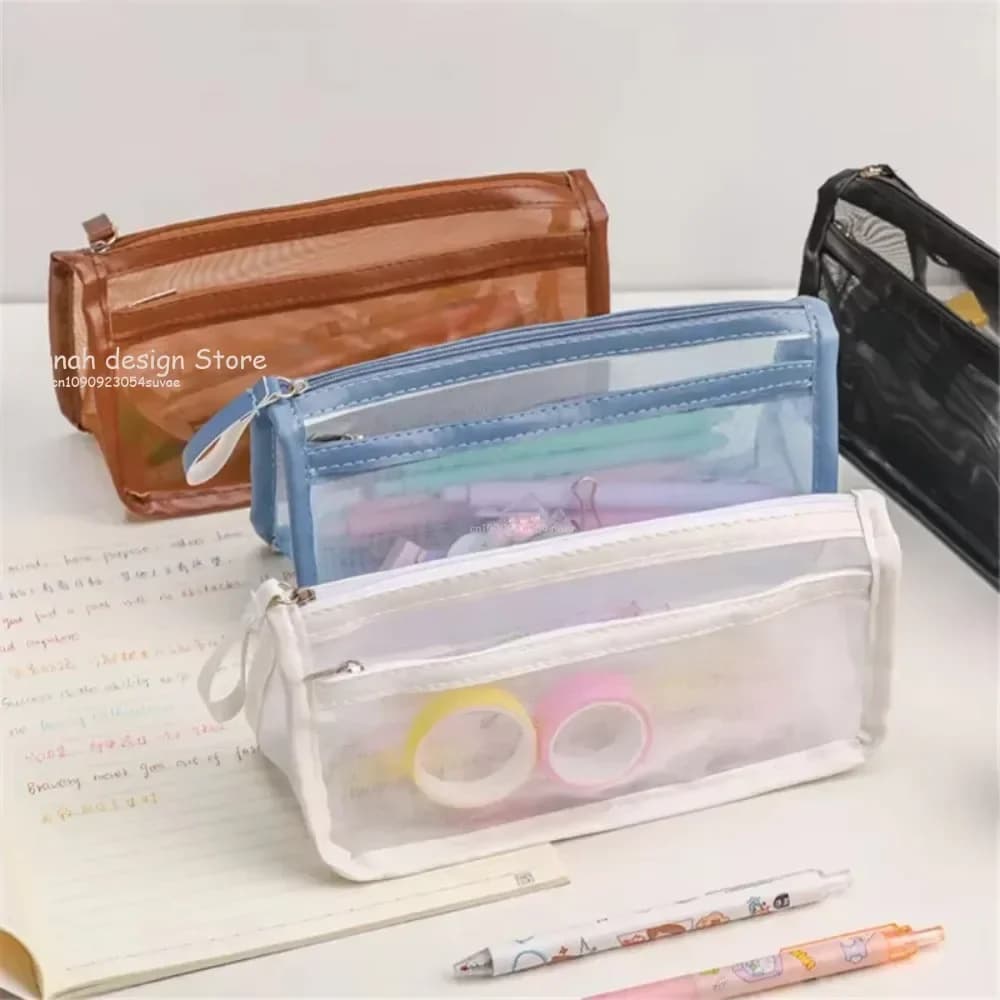 Nuova borsa per cosmetici trasparente in rete portatile Custodia per pennelli per trucco Custodia da viaggio con cerniera per trucco Organizzatore per lavare articoli da toeletta