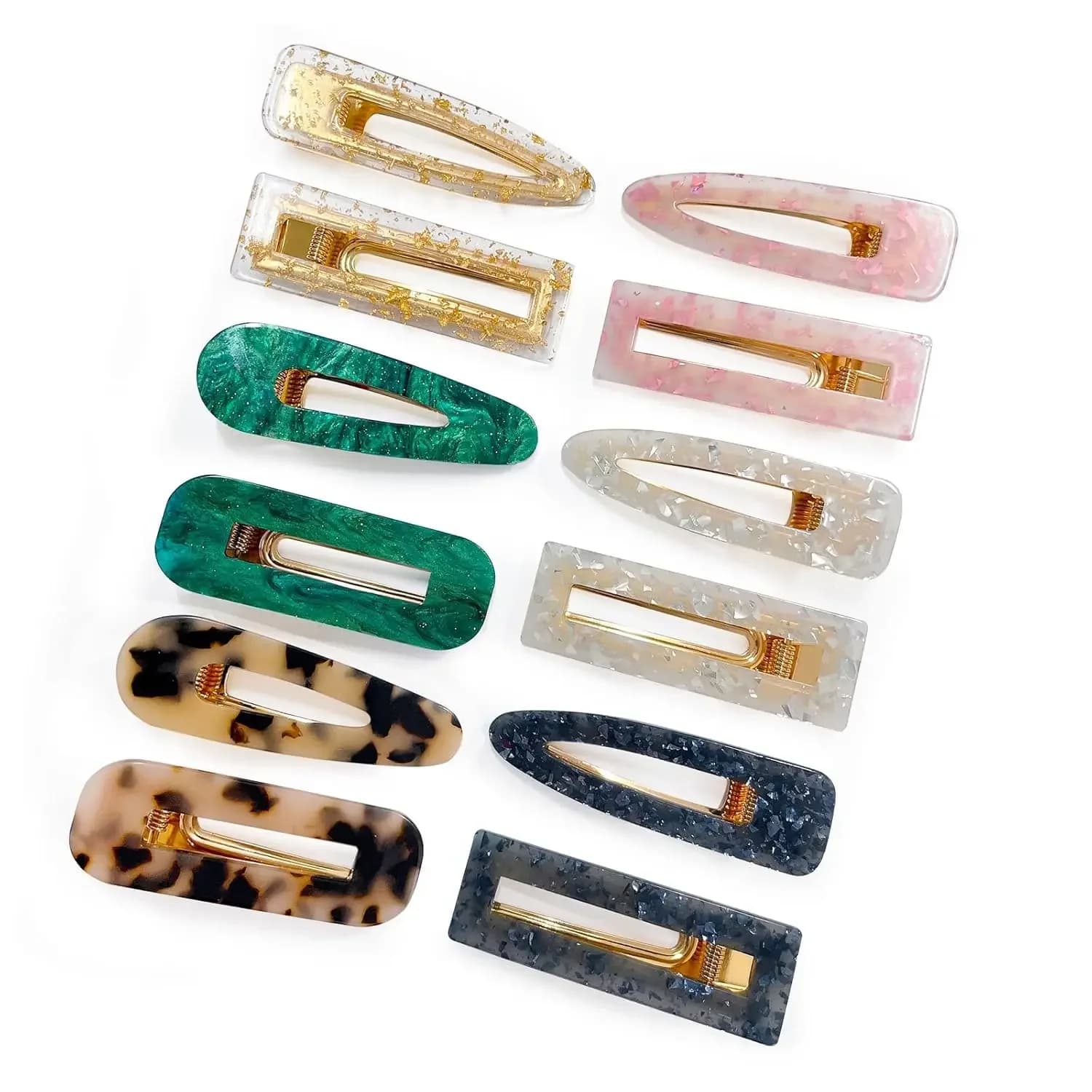 Set di 12 fermagli per capelli in resina acrilica effetto marmo, fermagli decorativi con perle, dolci e decorativi