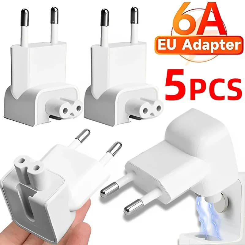 5-1PCS 6A EU AC Power Wall Spina da viaggio Adattatore testa d'anatra Convertitori per MacBook IPad MagSafe Adattatore di presa Convertitore di ricarica