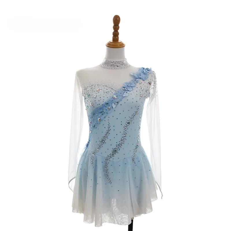 body da ginnastica per vestito da pattinaggio su ghiaccio personalizzato con fiori, vestito da pattinaggio su ghiaccio, speciale body da ginnastica per bambini e adulti
