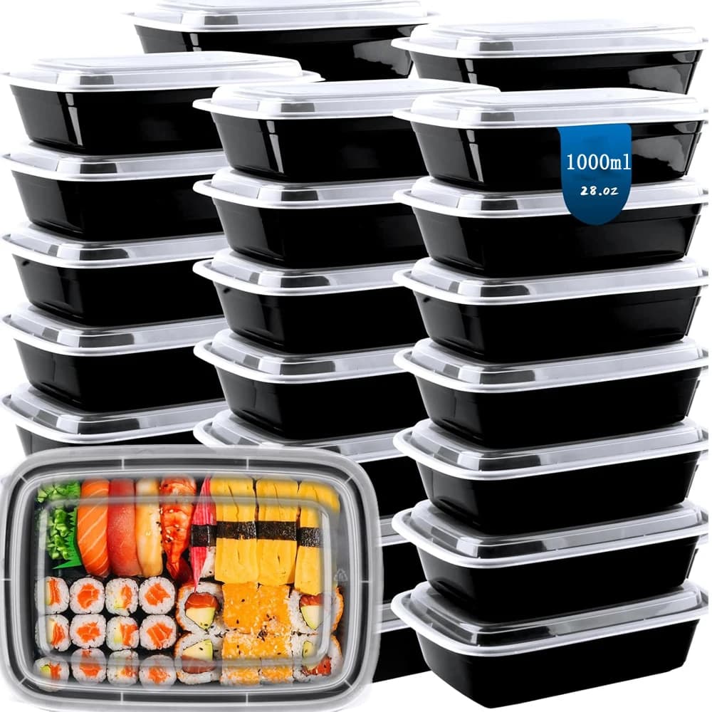 Contenitori di preparazione da 28 once Contenitori per alimenti riutilizzabili in plastica extra spessa con coperchi per salire Contenitori per alimenti Lunch Box usa e getta senza BPA