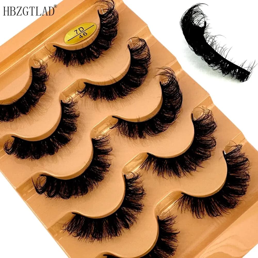 Cat Eye Eyelashes 3D Natural False Lashes D Curl Fluffy Soft Cross 5/7 Pairs Manga Lashes Wispy Natural Eyelash Extension Makeup