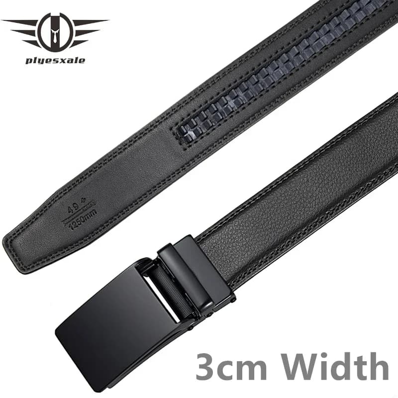 Plyesxale New 3cm Width Black Coffee Mens Formal Leather Belts High Quality Automatic Buckle Belt For Men Designer Luxury B1508