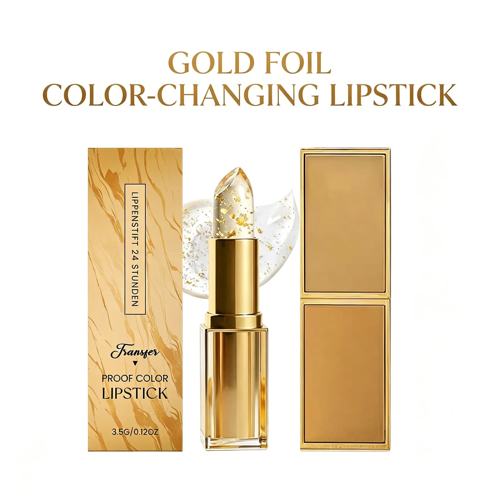 Color Changing Lipstick Gold Flecks PH Reactive Moisturizing Lip Balm Fade Lip Lines Non Greasy High Shine Remove Dark Lips