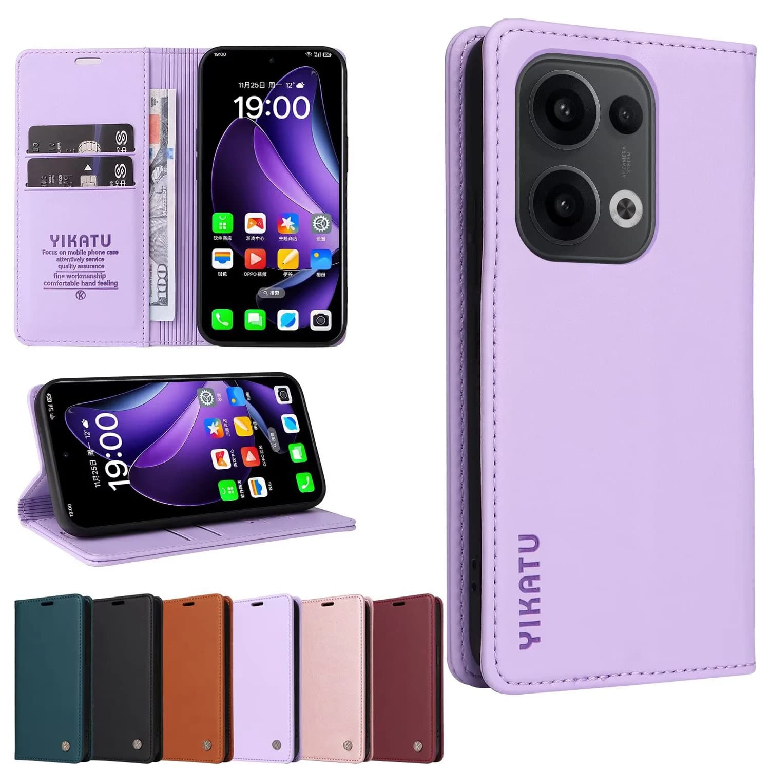 Portafoglio Flip Slot per schede Custodia in pelle per OPPO Reno 13F 13 12 11 10 Pro 11F 5G 12F 4G 8T 8 7 4 Lite 7z 6z 5z 5F 4z 4F C75 C67 C65
