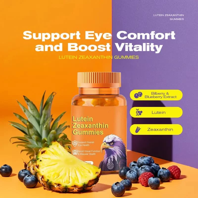 Lutein and zeaxanthin eye vitamin gummies, Sugar-Free, High-Potency Gummy with Bilberry Extract, Blue Light Support