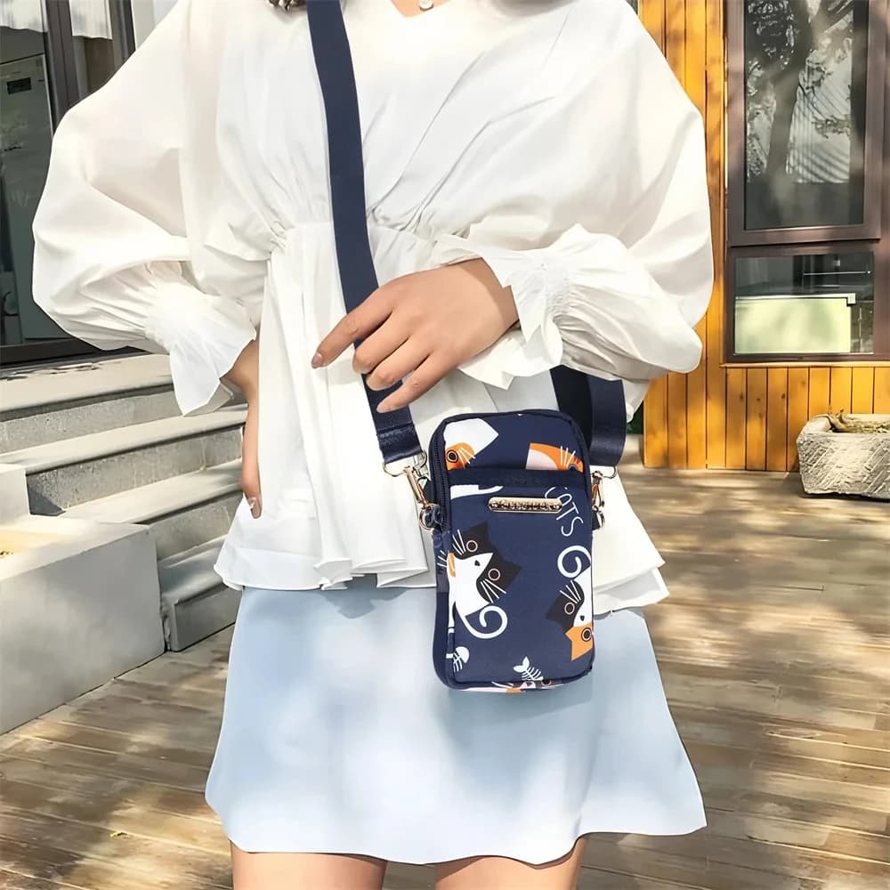 Borsa a Tracolla in Nylon con Stampa Animalier per Donne, Impermeabile, Porta Telefono con Cinturino da Polso, Borsa a Spalla per Viaggi e Uso Quotidiano