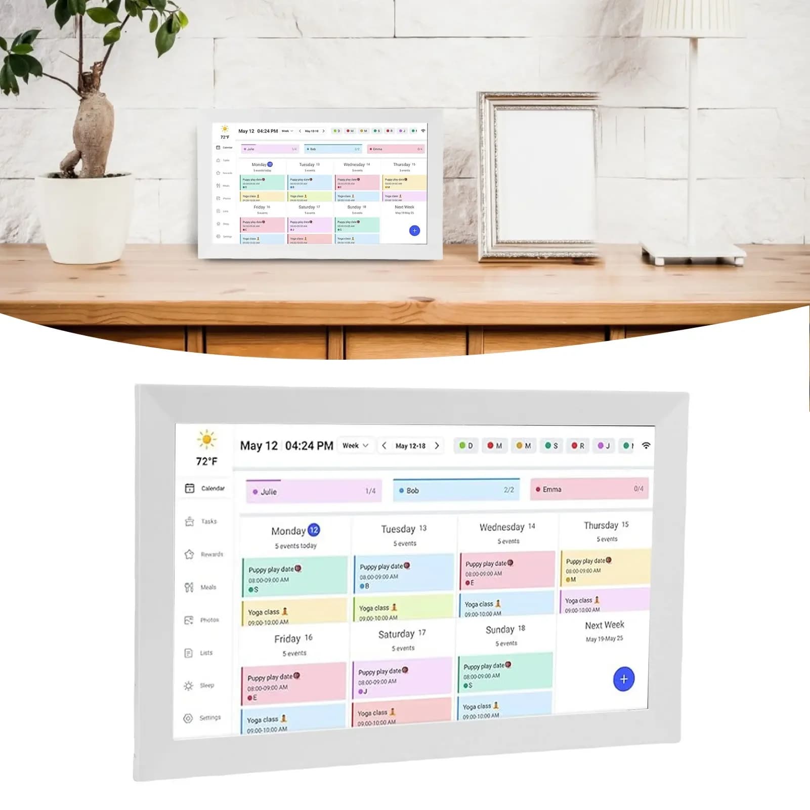 Calendario Digitale Intelligente da 15,6 Pollici, 1080P HD, Touchscreen, Controllo WiFi e App, Calendario Elettronico Interattivo, Cornice Portafoto