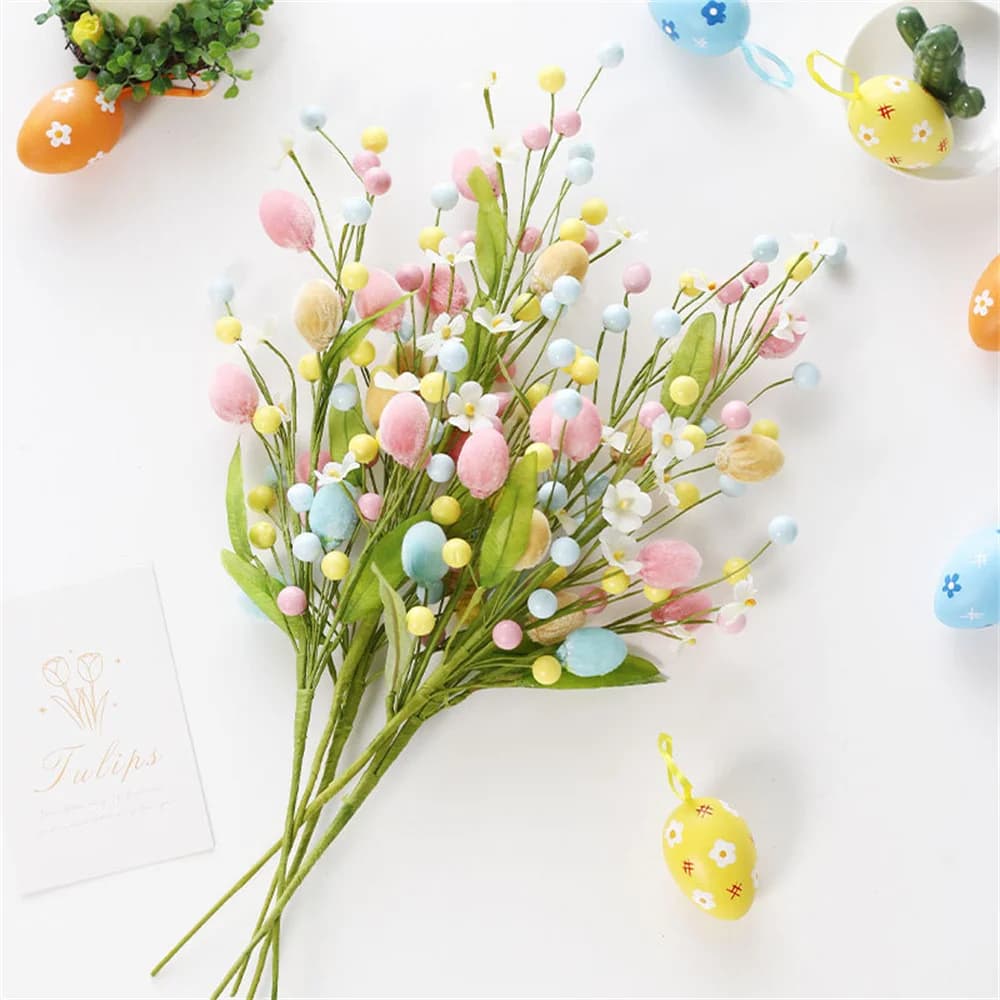 Uovo di pasqua ramo di un albero pianta finta Happy Easter Decor Party Home vaso Decor composizione floreale fai da te accessori decorativi