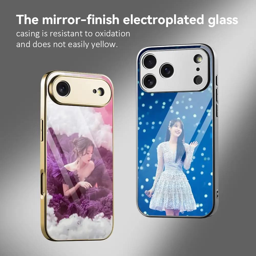 Phone Case Lee Ji Eun IU Singer for iPhone 17 15 14 13 12 Pro Max Plus, with shockproof galvanized metal bumper