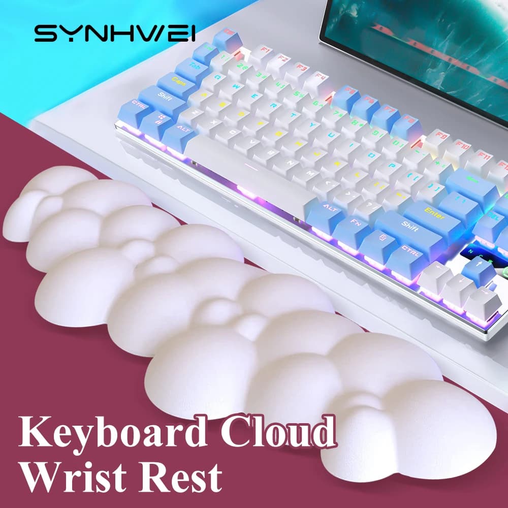 Poggiapolsi per tastiera Cloud Cuscino di supporto per polso in memory foam in morbida pelle per una facile digitazione Sollievo dal dolore ergonomico antiscivolo