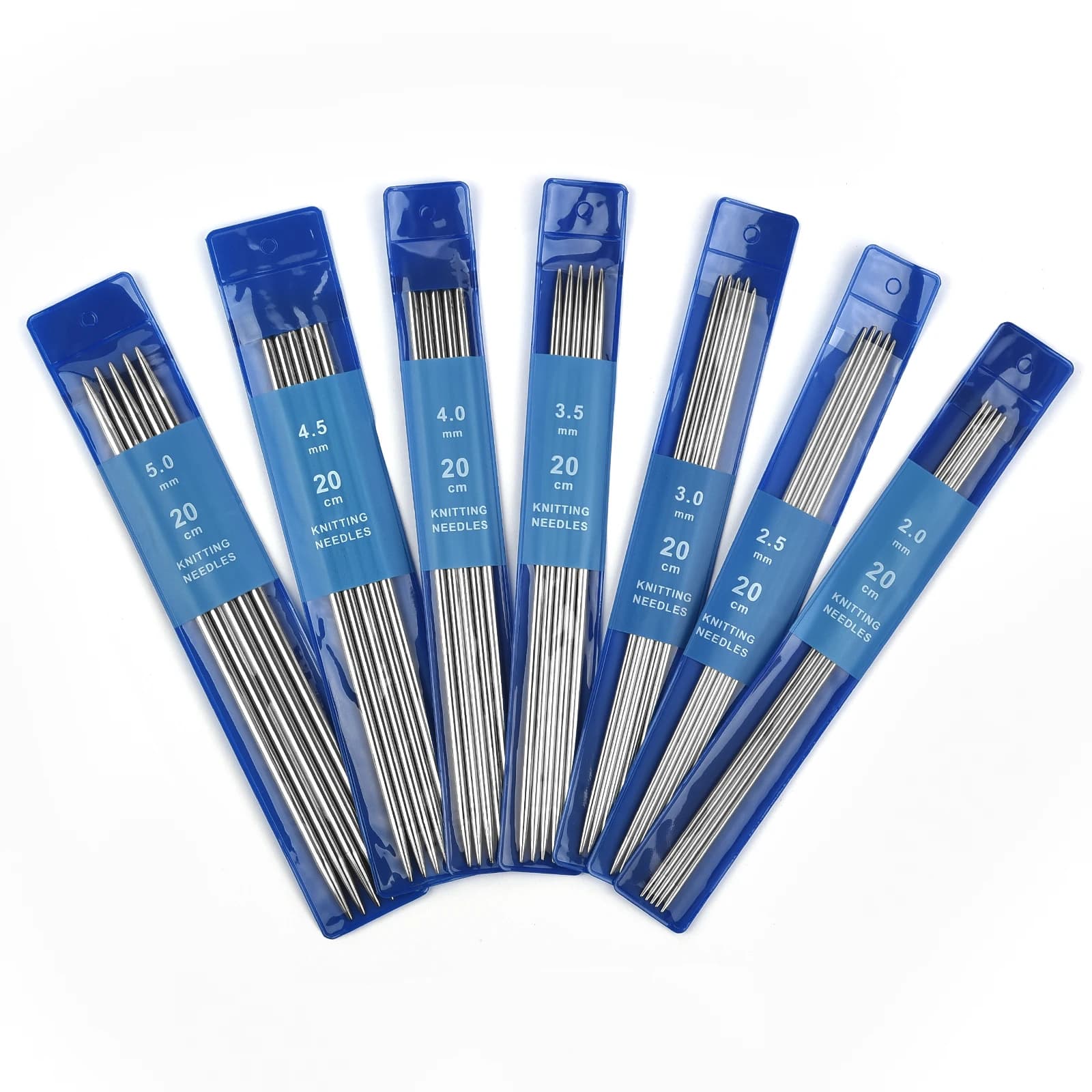 Set di 5 Ferri da Maglia Dritti in Acciaio Inox, Uncinetto in Metallo, Strumenti per Lavoro a Maglia Fai-da-Te, Dimensioni 2-5mm, Accessori per Cucito