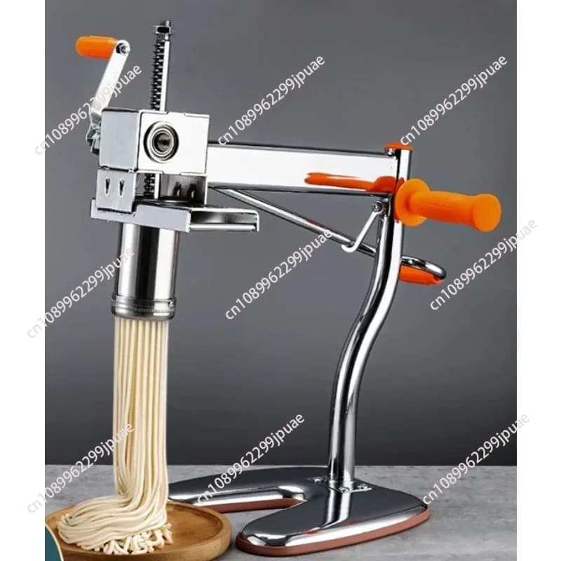Household Manual Stainless Steel Noodle Press Machine Portable Dual Shaft Pasta Maker with 10 Types Noodle Molds
