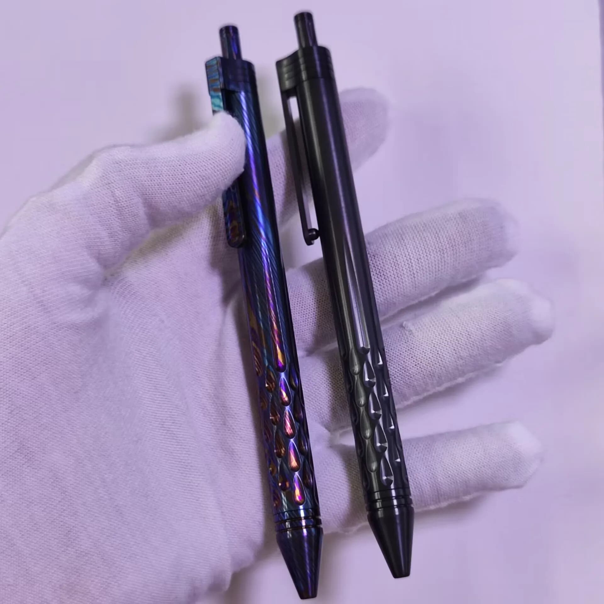 Penna Gel in Lega di Titanio e Zirconio Damascato, Penna Premium per Ufficio e Firma, Strumento EDC