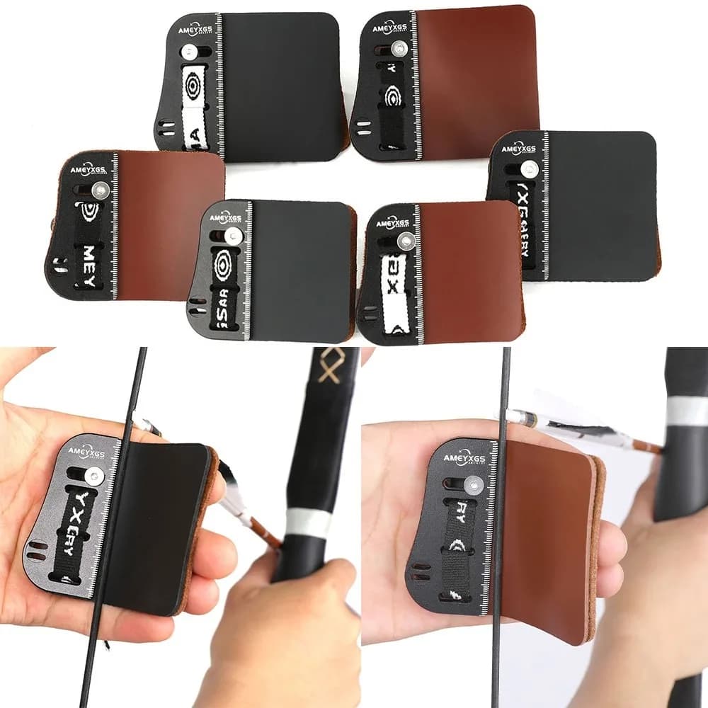 Finger Guard M/L Size Archery Finger Protector Cowhide Leather Alloy Plate Left Right Hand Adjustable for Traditional Bow Hunting Target Practice
