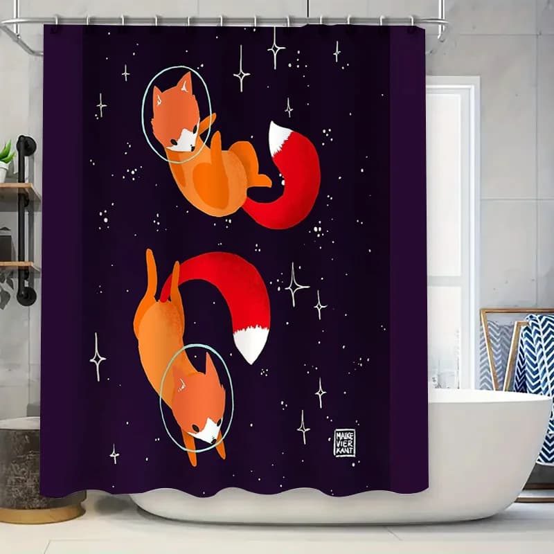 Tenda da doccia Space Fox Galaxy Fox Decorazioni per il bagno Set di tende da doccia con animali carini Decorazioni per la casa moderne Regalo artistico