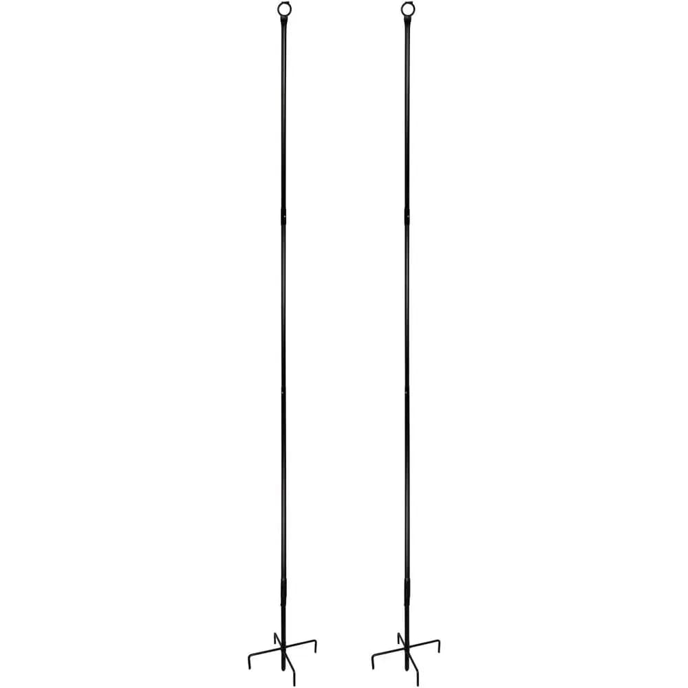 Yard Butler String Light Poles – Confezione da 2, Pali per esterni resistenti da 10 piedi con base larga 13 pollici e gancio a spirale, montaggio rapido, W