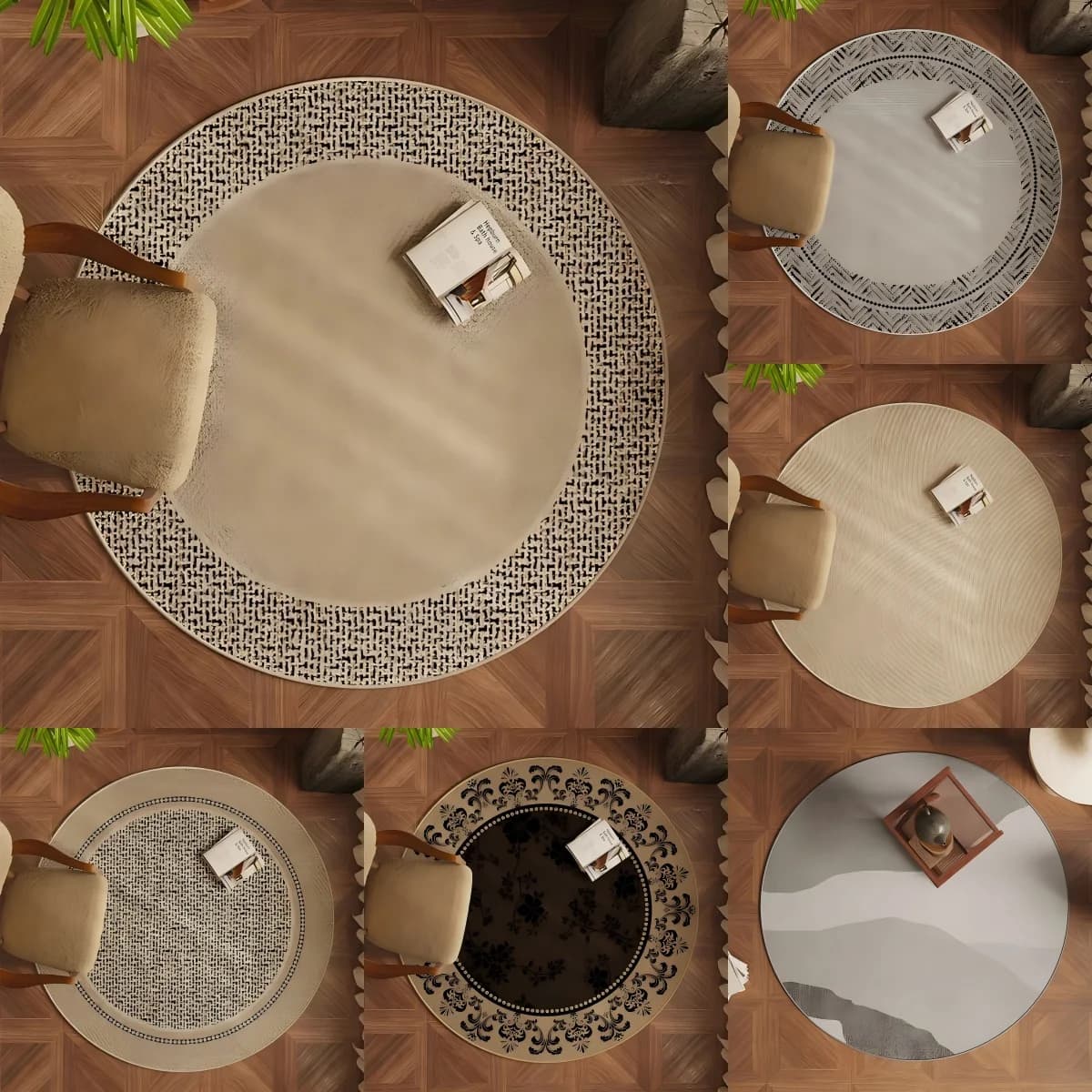 VIKAMA Rotondo Stile giapponese Wabi-sabi Soggiorno Divano Tappeto decorativo Tavolino Tappeto Studio Sedia girevole Cuscino da pavimento