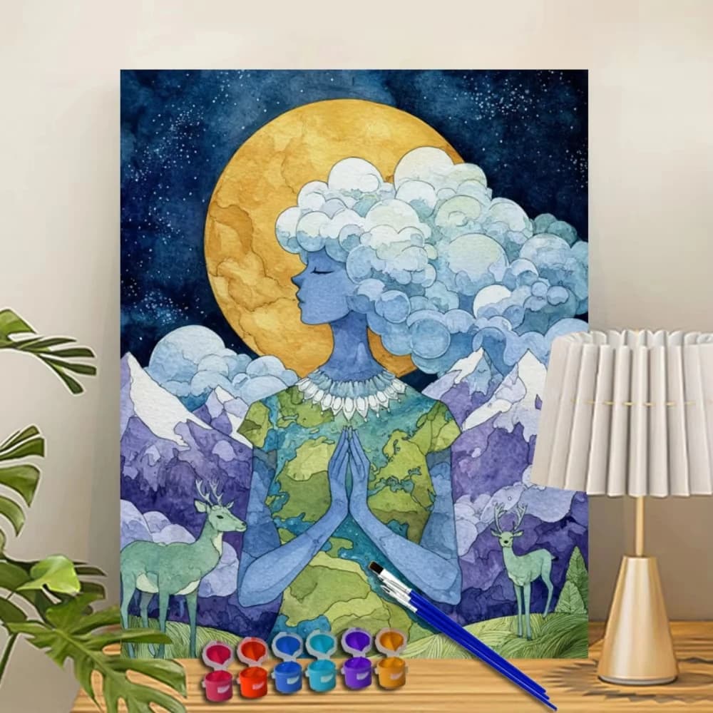 DIY Oil Painting By Numbers Kit Earth Goddess Night Acrylic Paint By Numbers Diy Numbers Painting Art on Canvas By Numbers