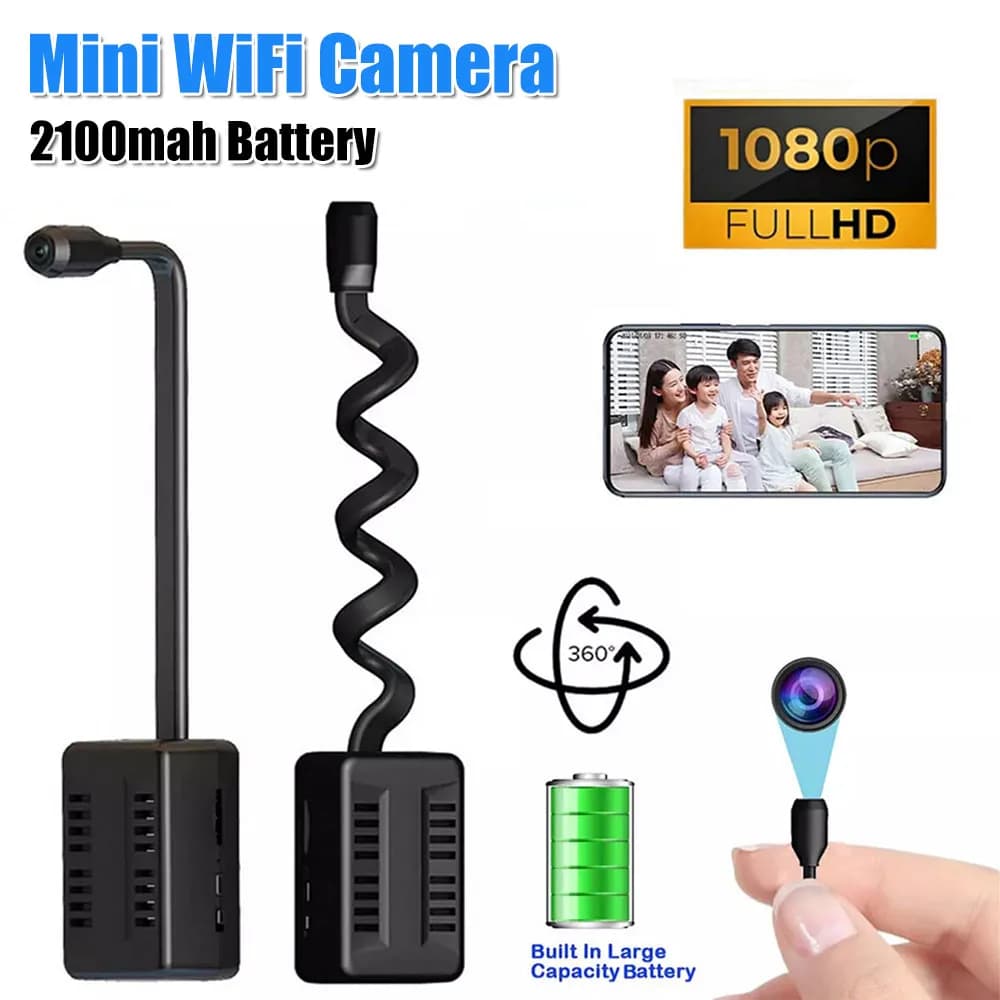 Telecamera di Sicurezza 1080P Wireless con Rilevamento di Movimento, Mini Telecamera WiFi per Monitoraggio di Bambini e Animali Domestici
