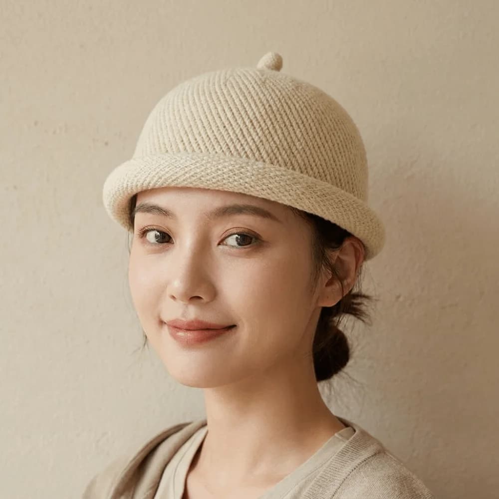 Fashion Solid Color Melon Skin Hat Rolled Edge Knitted Beret Cap Keep Warm Hip Hop Painter Hat Winter
