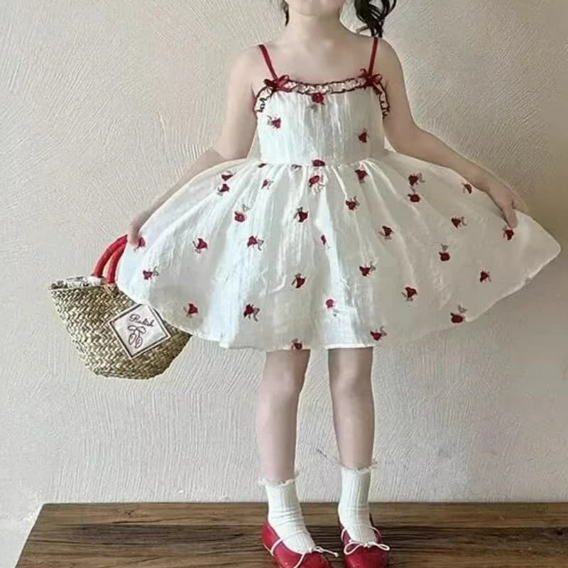 Nuovo Vestito Estivo Floreale da Principessa per Bambine 2026, Abito da Festa Senza Maniche con Bretelle per Compleanni di 2-7 Anni