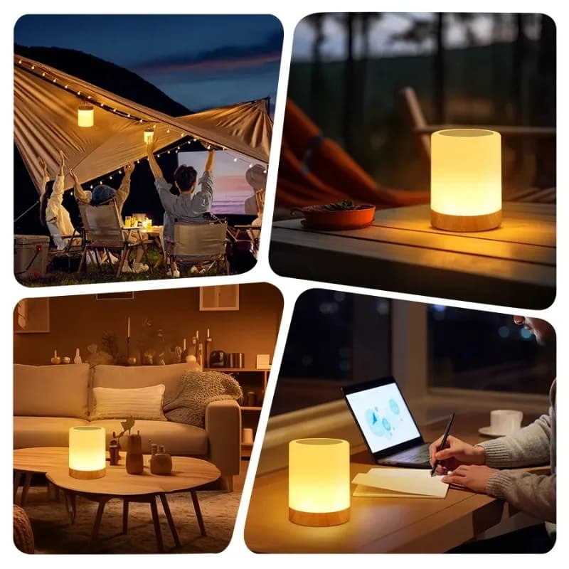 Lampada da Comodino LED Touch, Luce Notturna Portatile per Campeggio, Luce Atmosfera Arcobaleno, Lampada da Scrivania Creativa per Camera da Letto, Regalo per Coppie