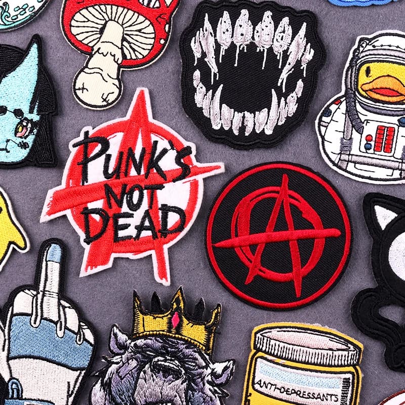 Patch Punk iron on toppe clothing embroidered patches Hip Hop on Patch clothes for animal embroidery Hook Loop Stickers badges