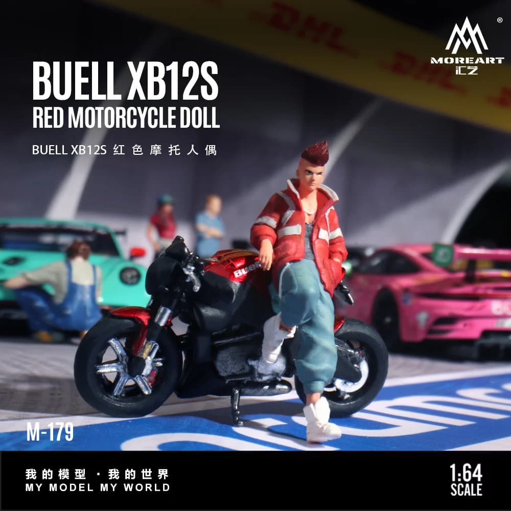 MoreArt 1:64 R6 BUELL XB12S Rosso Moto Bellezza Figura Modello in resina, Decorazione scena in miniatura Regalo e display