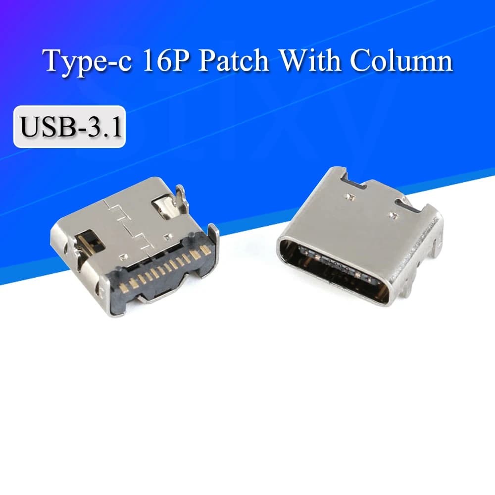 10PCS SMT USB 3.1 tipo-c connettore femmina a 16pin per porta di ricarica per telefono cellulare presa di ricarica piedini di traino spina