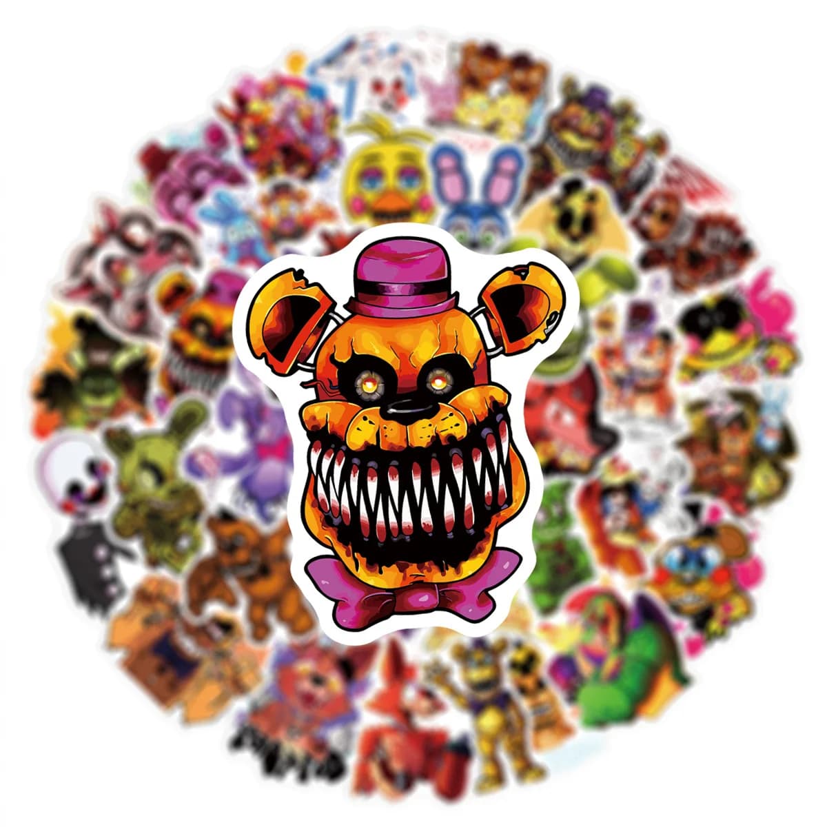 50 pezzi cinque notti di Freddy's 2 adesivi spaventoso horror orsacchiotto fai da te creativo cartone animato auto chitarra notebook cancelleria adesivo Pvs