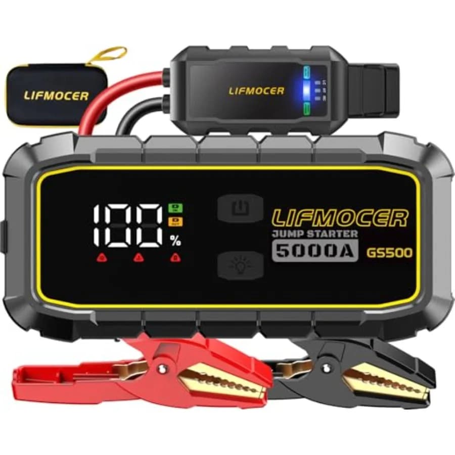 Avviatore di Emergenza per Auto 5000A - Avviatore di Emergenza per Batterie Auto per Tutti i Motori a Benzina e Diesel fino a 10.0L, 12V, Portatile con Vano Portaoggetti