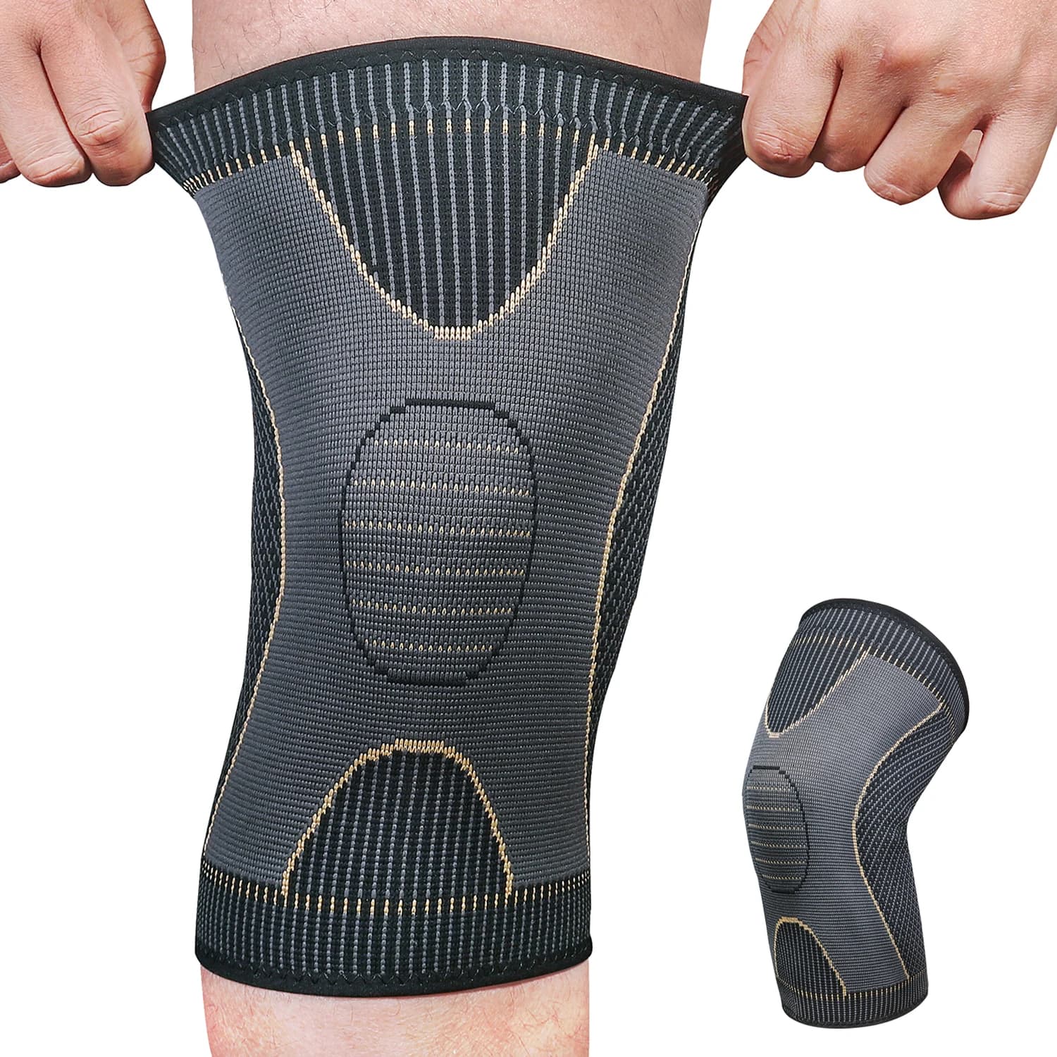 1PC ginocchiera in rame supporto compressione sportiva manica al ginocchio fitness palestra corsa basket pallavolo tennis ciclismo ginocchiera