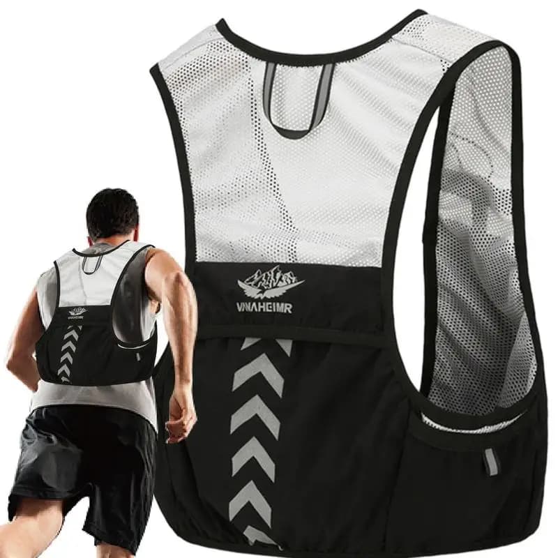 Gilet da corsa per idratazione, marsupio riflettente, supporto per telefono, zaino per idratazione traspirante, per escursionismo, ciclismo, corsa, ciclismo