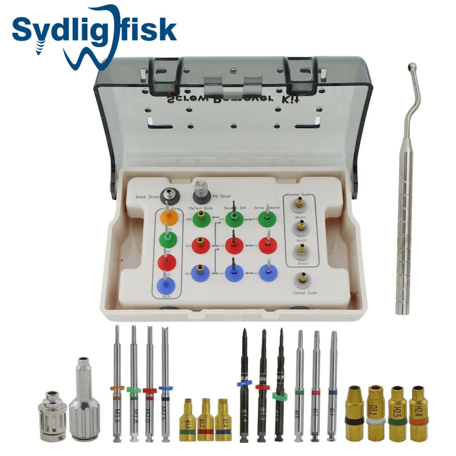 Kit di rimozione dell'impianto dentale estrattore di viti danneggiate Set di rimozione trapano Driver impianto universale Kit protesici strumenti dentali