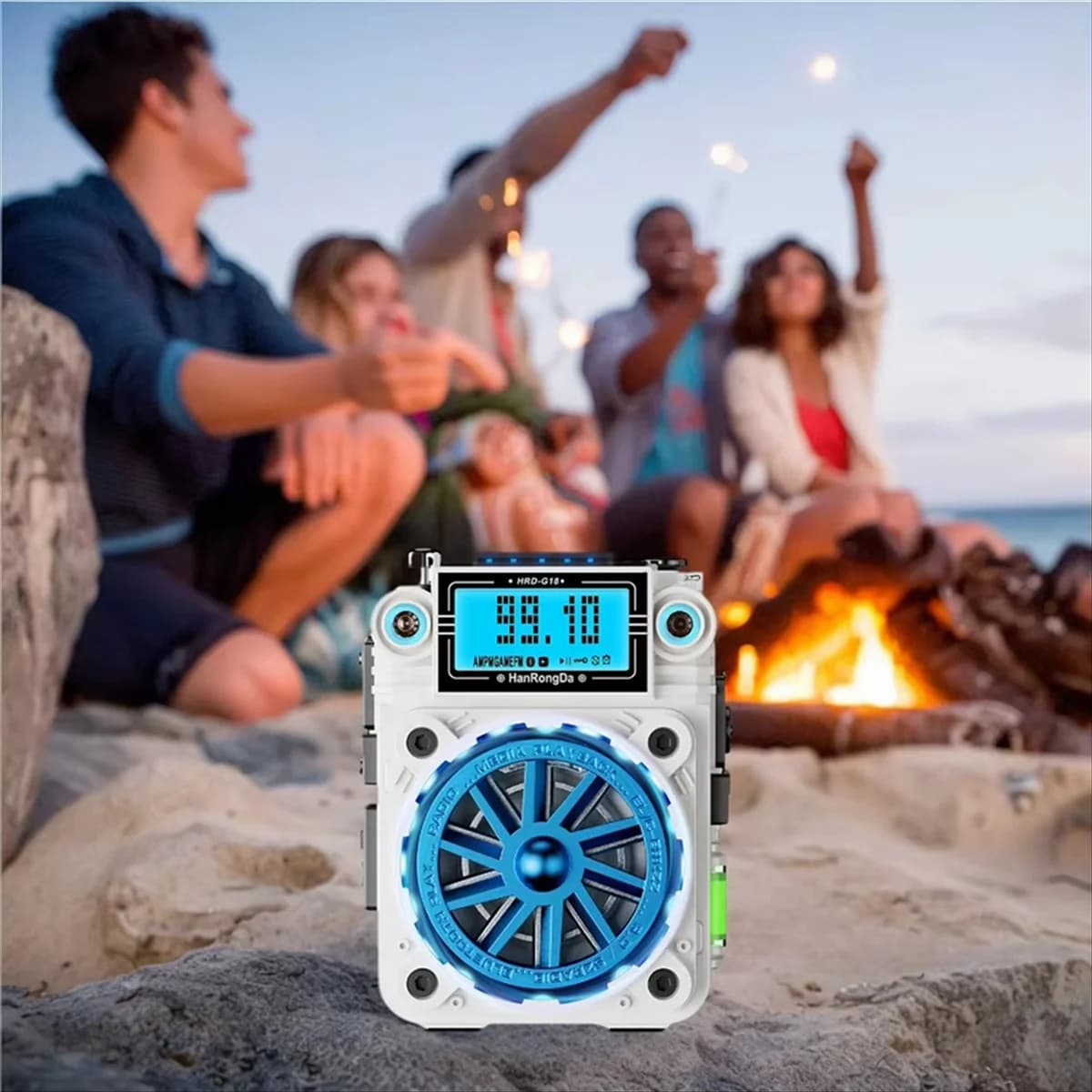 T36C -G18 Altoparlante portatile wireless Bluetooth 5.2 con luci colorate Piccola radio FM wireless per casa/esterno