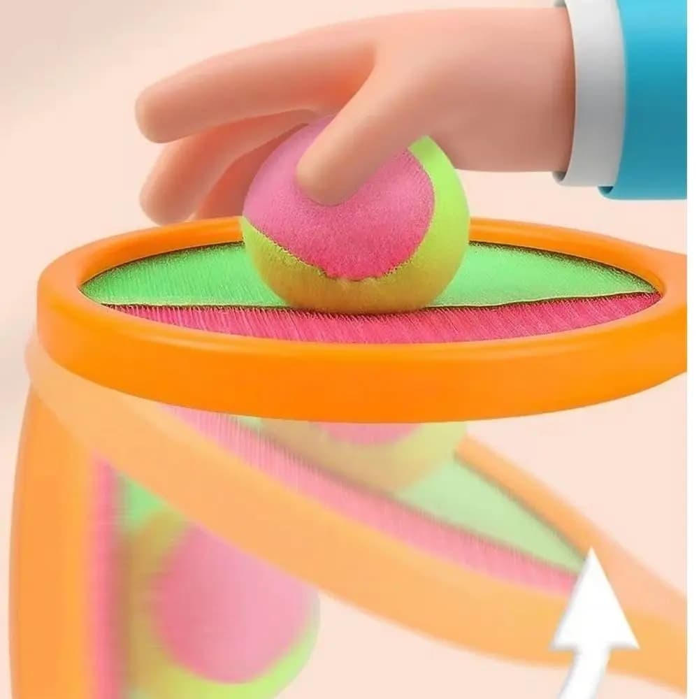 Set di palline da lancio e da prendere con la ventosa, design divertente, 2 palline, stile tennis