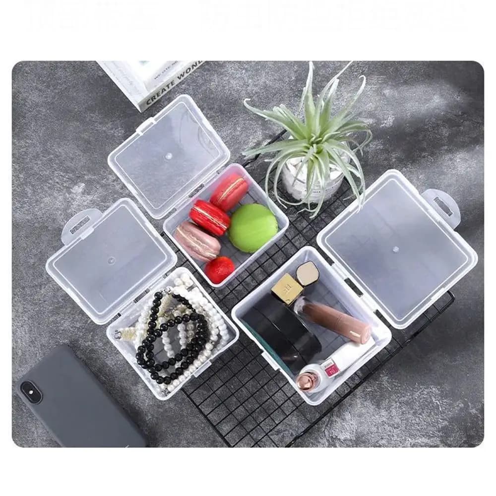 1Pcs with Lid Storage Box Multi-purpose Plastic Storage Case Rectangular Shape Clear Small Thing Container